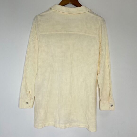 Soft Surroundings Long Sleeve Collared Yellow Shirt Size Medium Women’s - Picture 10 of 12